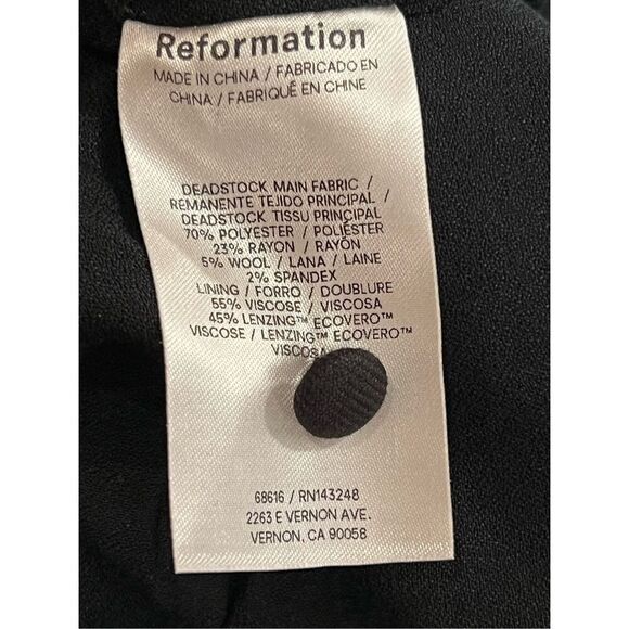 Reformation Women's Black Open Back Button-Down Peplum Summer Top Size 10 NWOT - Picture 10 of 11